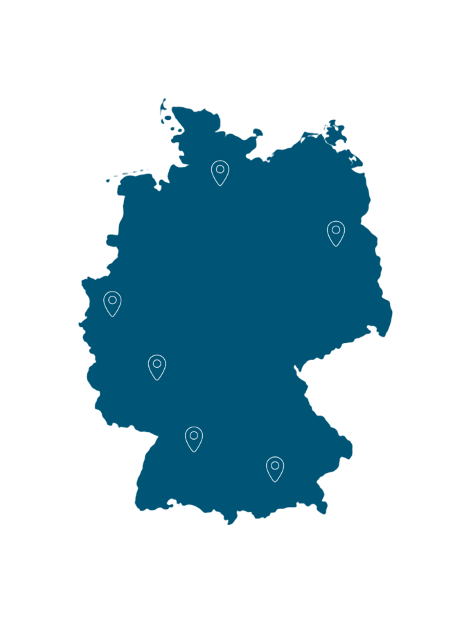 Karte von Deutschland mit den Einsatzregionen von Jacura